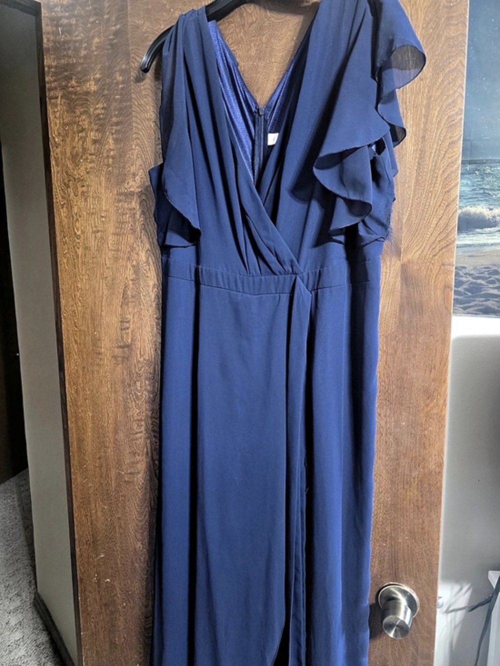 Blue Ruffle Sleeve Maxi Dress Size XL